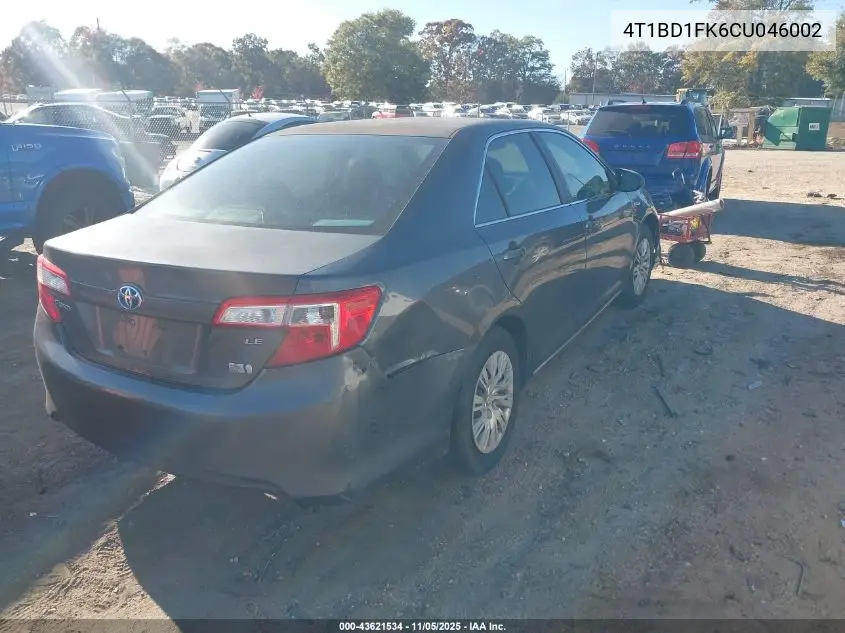 4T1BD1FK6CU046002 2012 Toyota Camry Hybrid Le