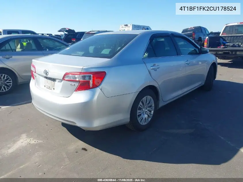 4T1BF1FK2CU178524 2012 Toyota Camry Le