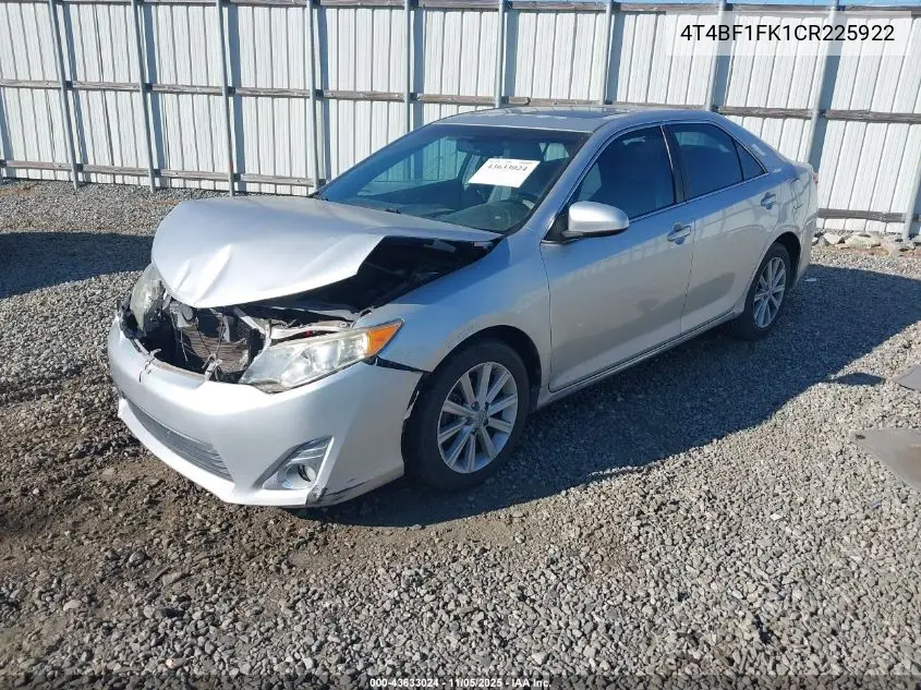 4T4BF1FK1CR225922 2012 Toyota Camry Xle