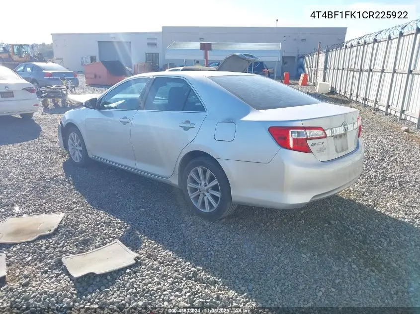 4T4BF1FK1CR225922 2012 Toyota Camry Xle