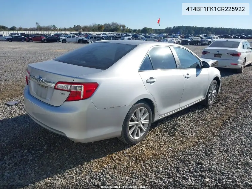 4T4BF1FK1CR225922 2012 Toyota Camry Xle