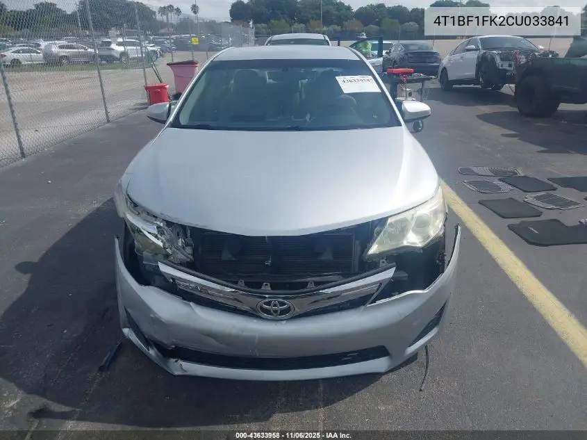 4T1BF1FK2CU033841 2012 Toyota Camry Le