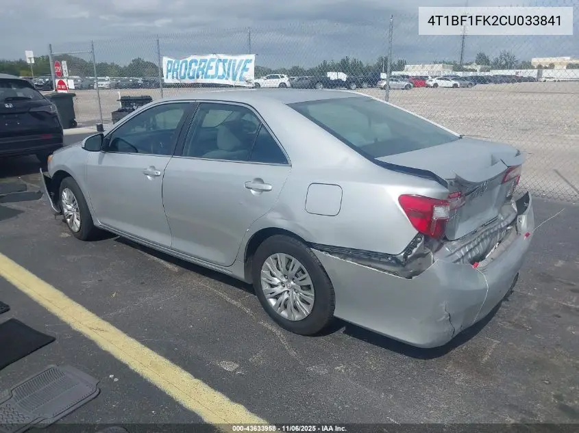 4T1BF1FK2CU033841 2012 Toyota Camry Le
