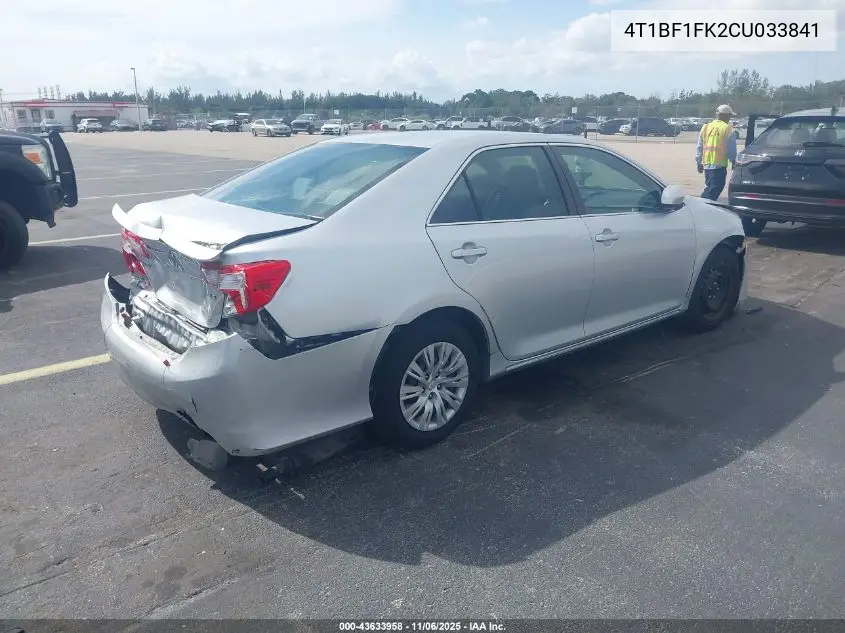 4T1BF1FK2CU033841 2012 Toyota Camry Le