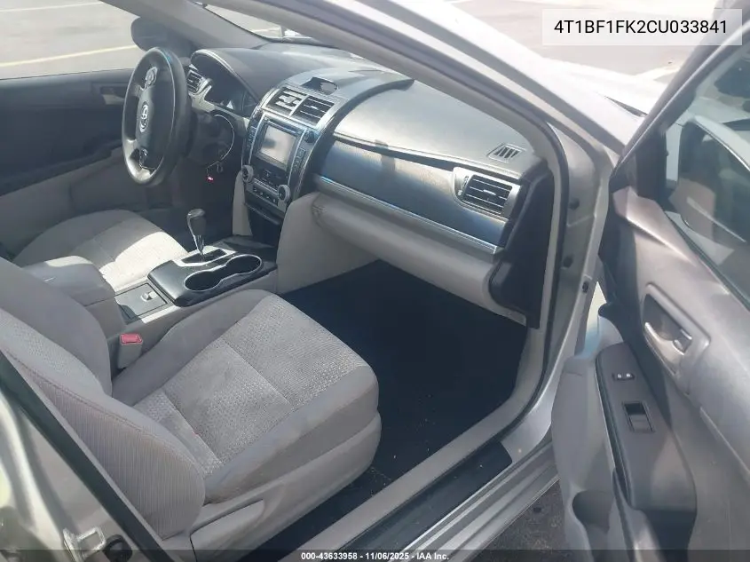 4T1BF1FK2CU033841 2012 Toyota Camry Le
