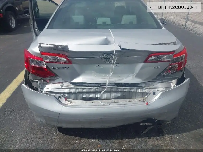 4T1BF1FK2CU033841 2012 Toyota Camry Le