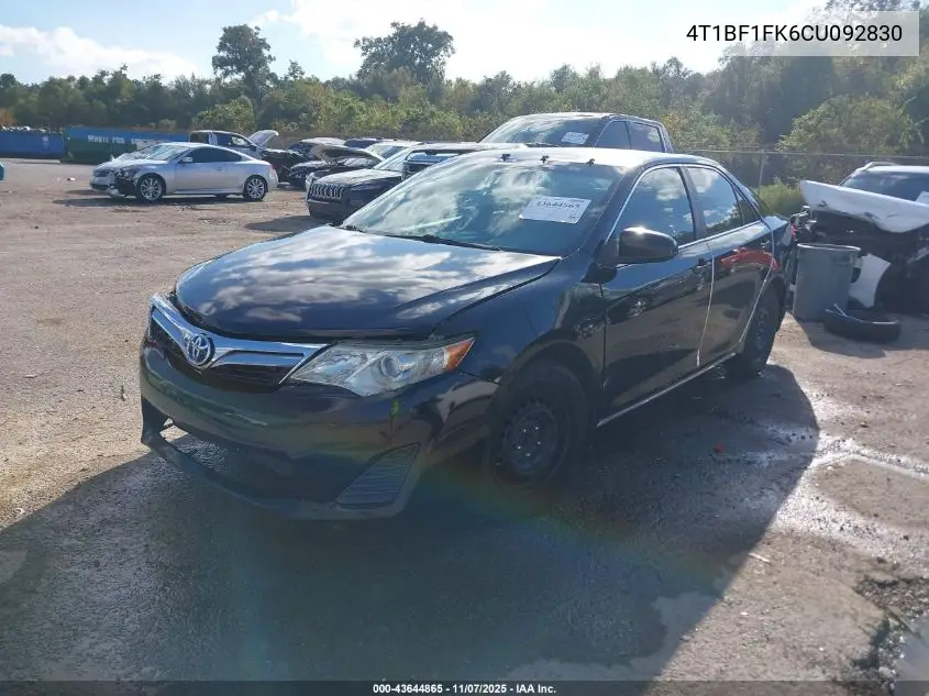 4T1BF1FK6CU092830 2012 Toyota Camry Le