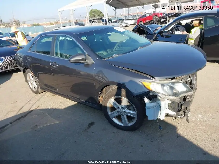 4T1BF1FK4CU138350 2012 Toyota Camry Se