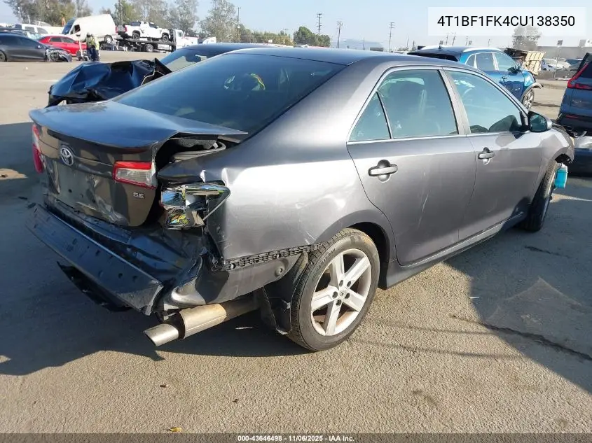 4T1BF1FK4CU138350 2012 Toyota Camry Se