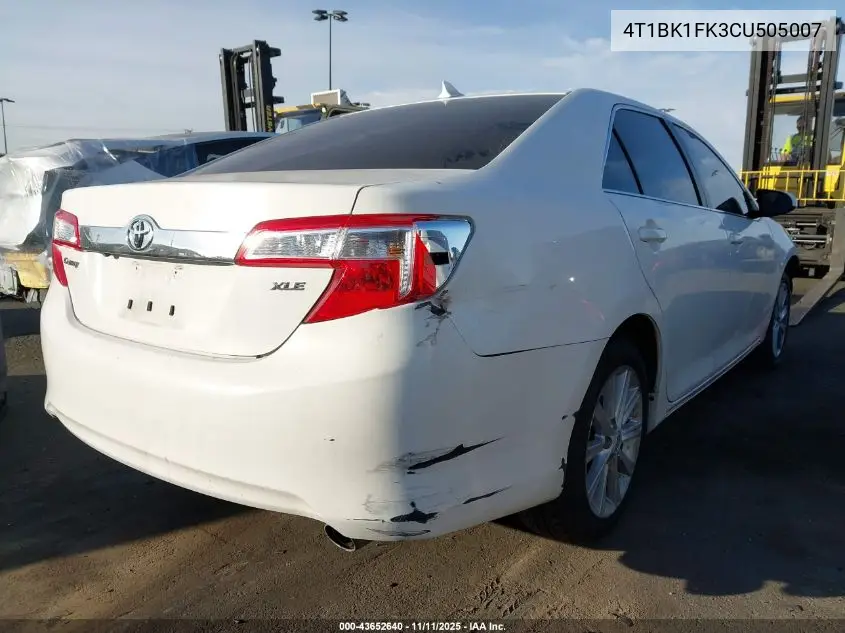 4T1BK1FK3CU505007 2012 Toyota Camry Xle V6