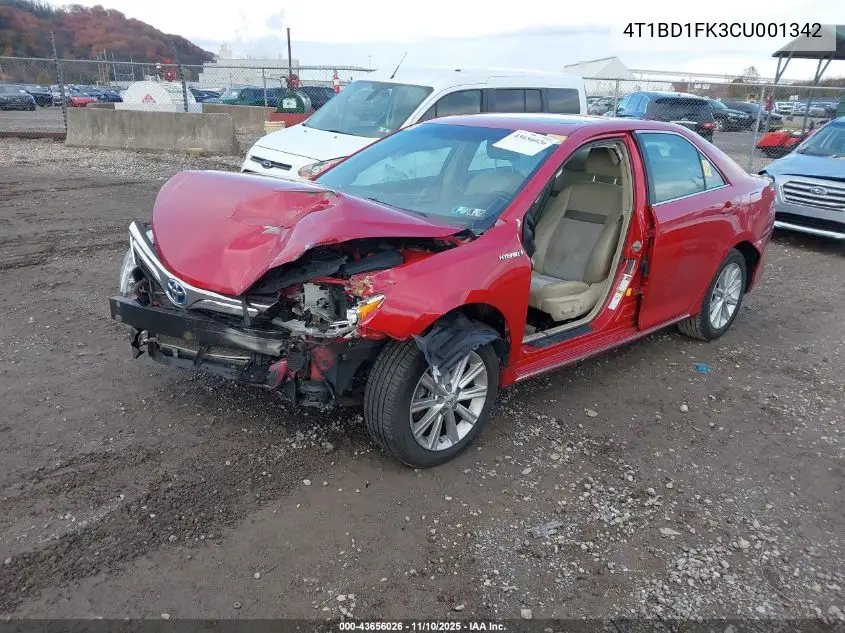 4T1BD1FK3CU001342 2012 Toyota Camry Hybrid Xle