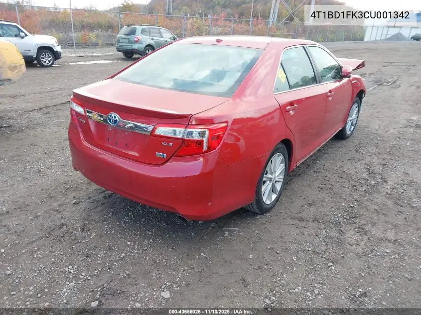 4T1BD1FK3CU001342 2012 Toyota Camry Hybrid Xle