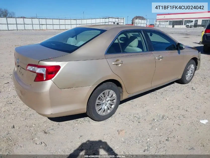 4T1BF1FK4CU024042 2012 Toyota Camry Le