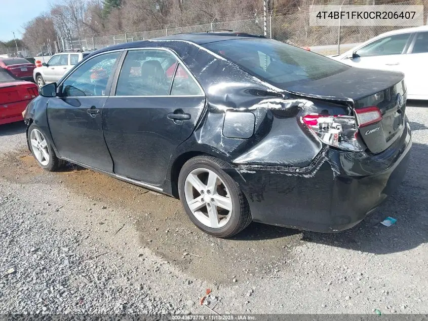 4T4BF1FK0CR206407 2012 Toyota Camry Le