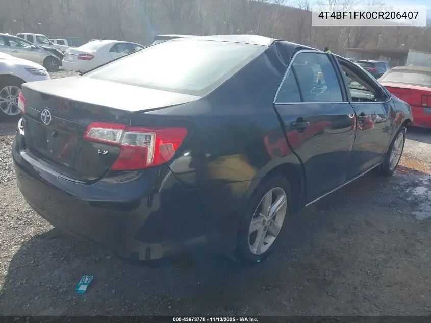 4T4BF1FK0CR206407 2012 Toyota Camry Le