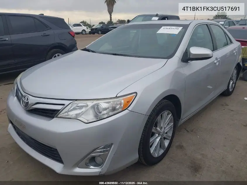 4T1BK1FK3CU517691 2012 Toyota Camry Xle V6