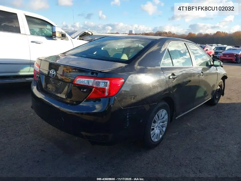 4T1BF1FK8CU102032 2012 Toyota Camry Le