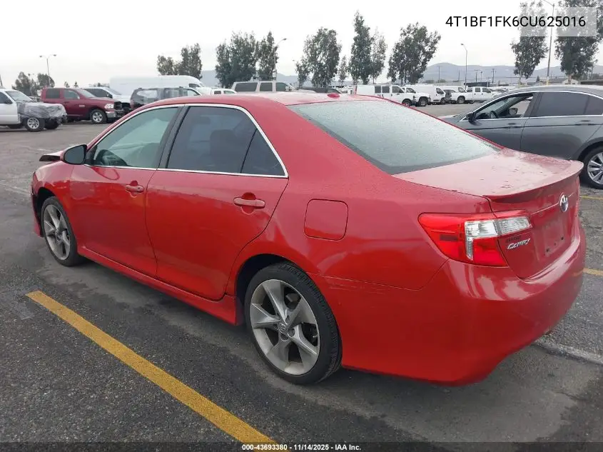 4T1BF1FK6CU625016 2012 Toyota Camry Se Limited Edition