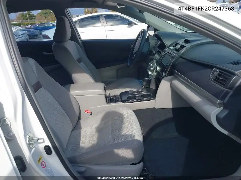 4T4BF1FK2CR247363 2012 Toyota Camry Le