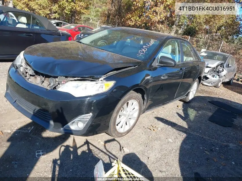 4T1BD1FK4CU016951 2012 Toyota Camry Hybrid Xle