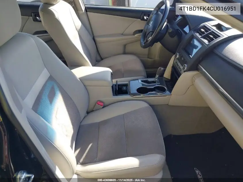 4T1BD1FK4CU016951 2012 Toyota Camry Hybrid Xle