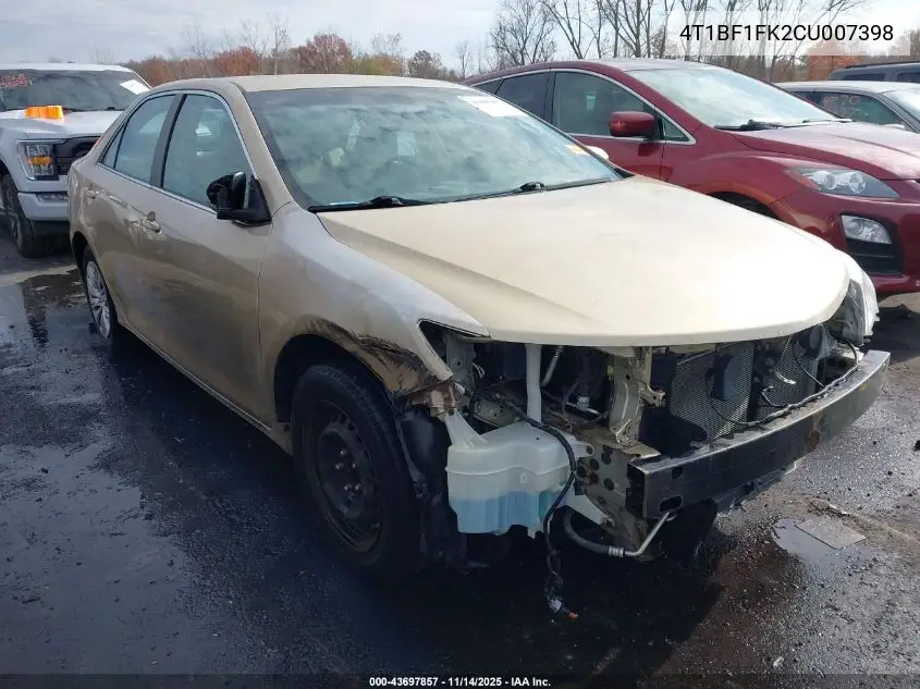4T1BF1FK2CU007398 2012 Toyota Camry Le