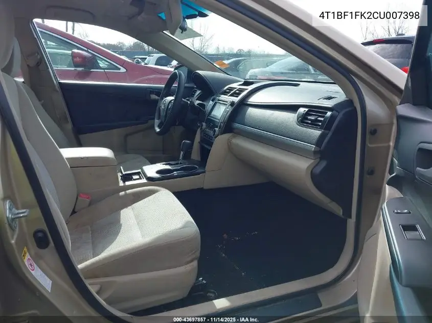 4T1BF1FK2CU007398 2012 Toyota Camry Le