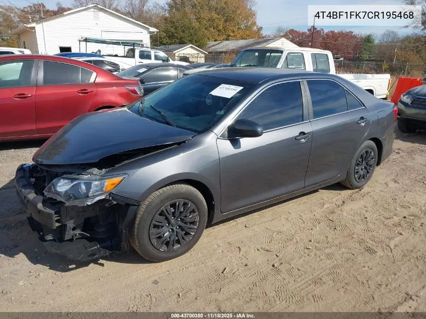 4T4BF1FK7CR195468 2012 Toyota Camry L