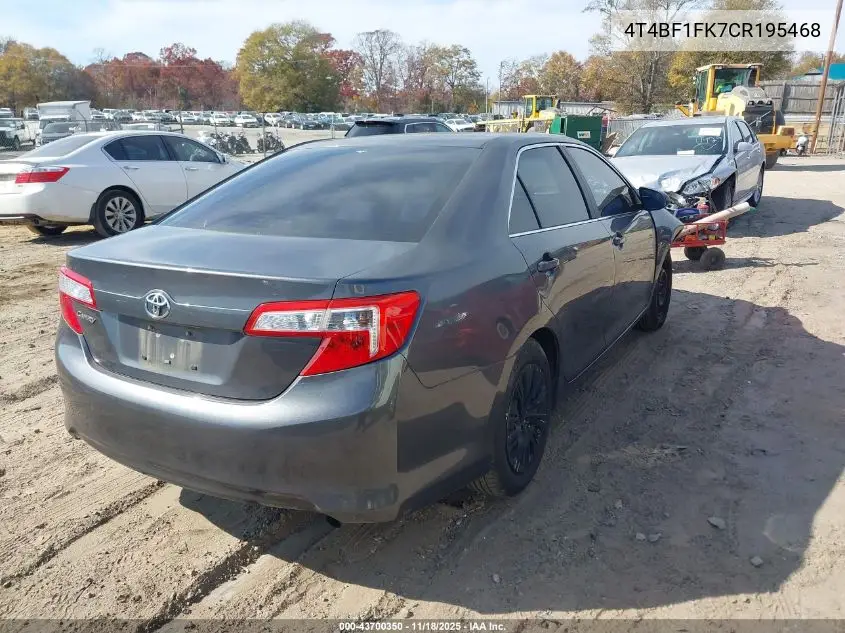 4T4BF1FK7CR195468 2012 Toyota Camry L