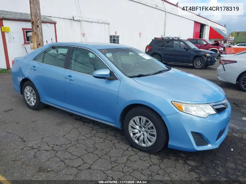 4T4BF1FK4CR178319 2012 Toyota Camry Le