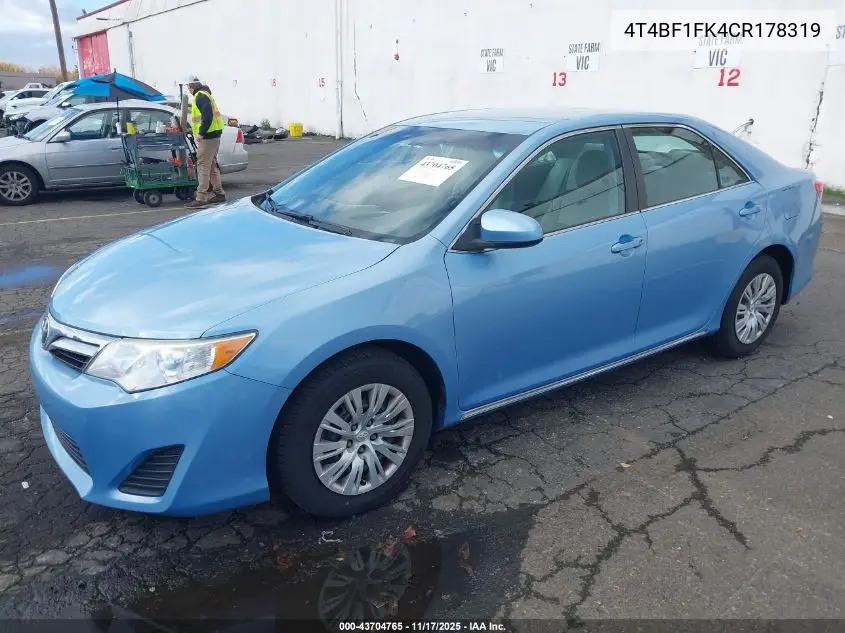 4T4BF1FK4CR178319 2012 Toyota Camry Le