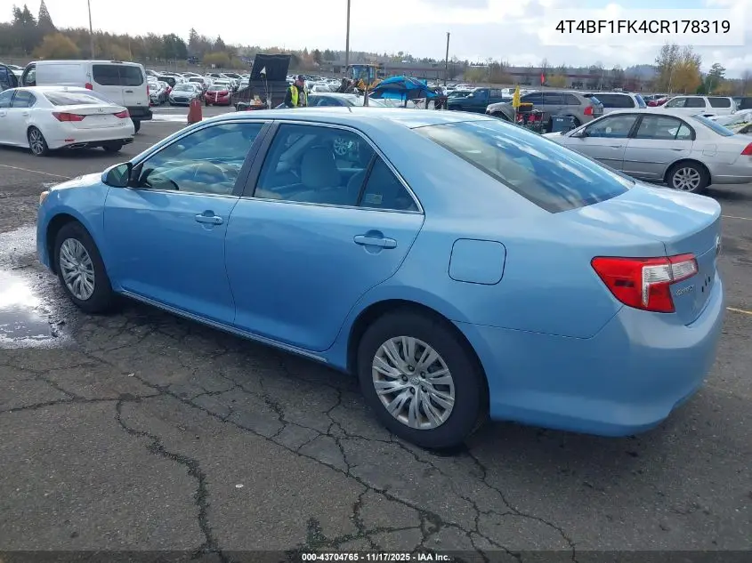 4T4BF1FK4CR178319 2012 Toyota Camry Le