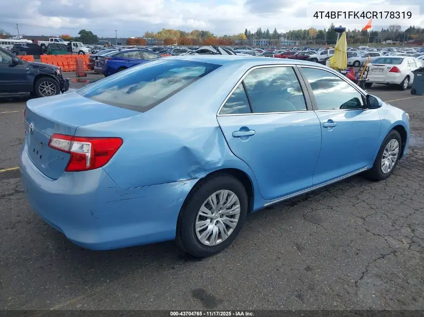 4T4BF1FK4CR178319 2012 Toyota Camry Le