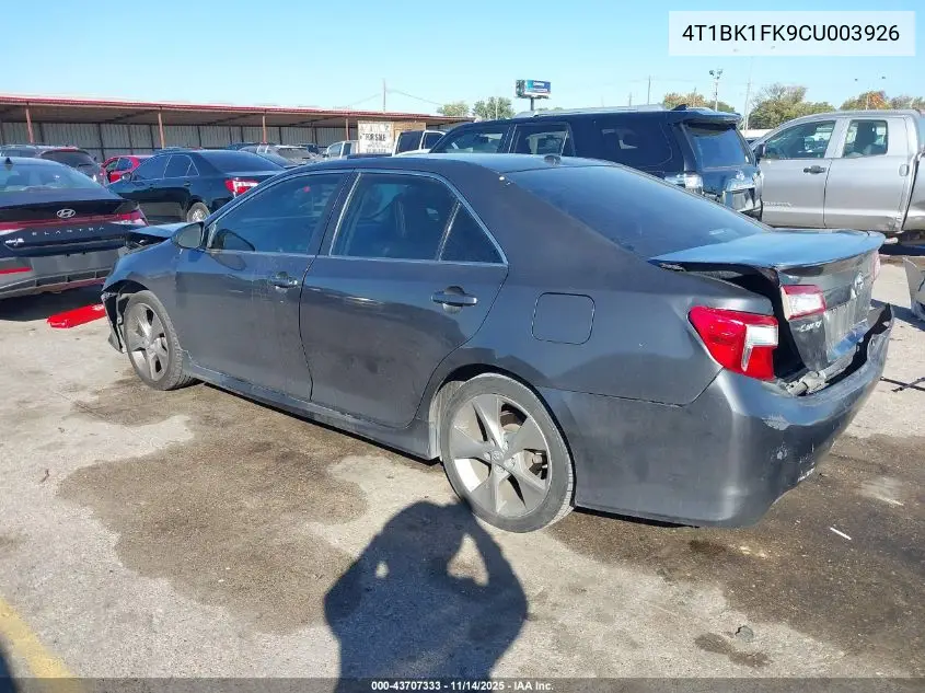 4T1BK1FK9CU003926 2012 Toyota Camry Se V6