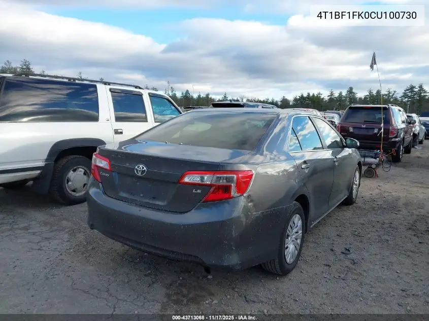4T1BF1FK0CU100730 2012 Toyota Camry Le