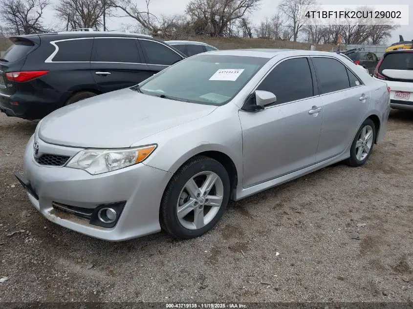 4T1BF1FK2CU129002 2012 Toyota Camry Se