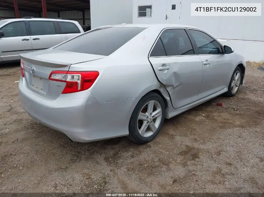 4T1BF1FK2CU129002 2012 Toyota Camry Se