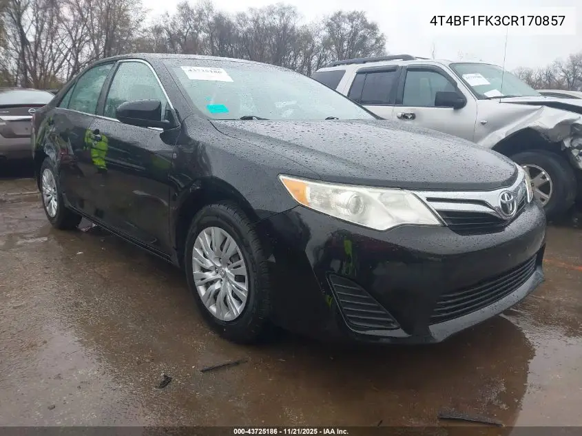 4T4BF1FK3CR170857 2012 Toyota Camry Le