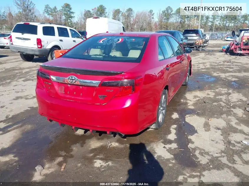 4T4BF1FKXCR175604 2012 Toyota Camry Xle