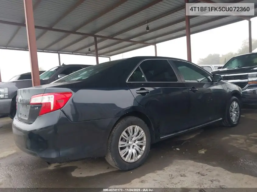 4T1BF1FK5CU072360 2012 Toyota Camry Le
