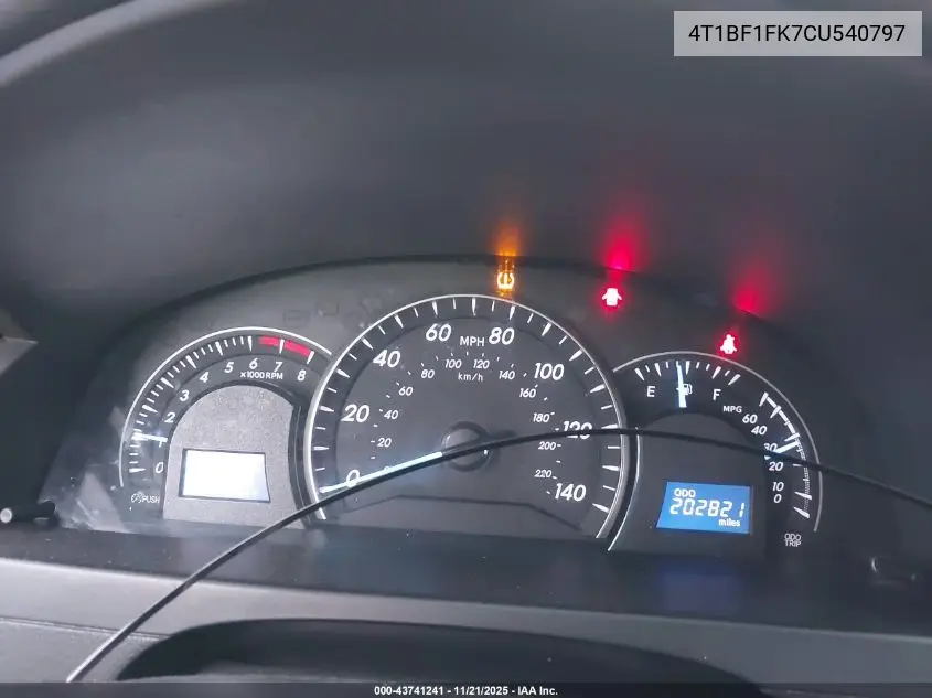 4T1BF1FK7CU540797 2012 Toyota Camry Le