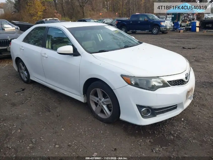 4T1BF1FK4CU540319 2012 Toyota Camry Se