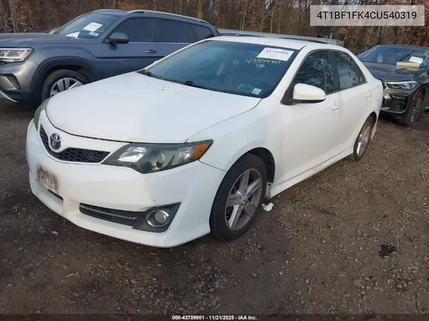 4T1BF1FK4CU540319 2012 Toyota Camry Se