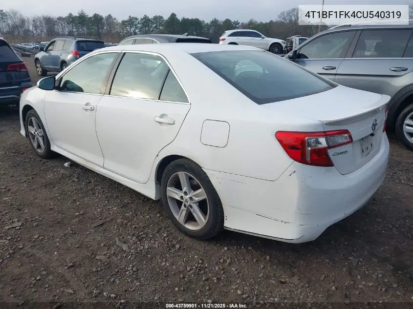 4T1BF1FK4CU540319 2012 Toyota Camry Se