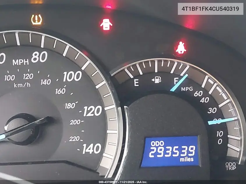 4T1BF1FK4CU540319 2012 Toyota Camry Se