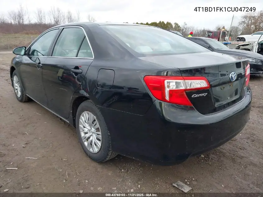 4T1BD1FK1CU047249 2012 Toyota Camry Hybrid Le