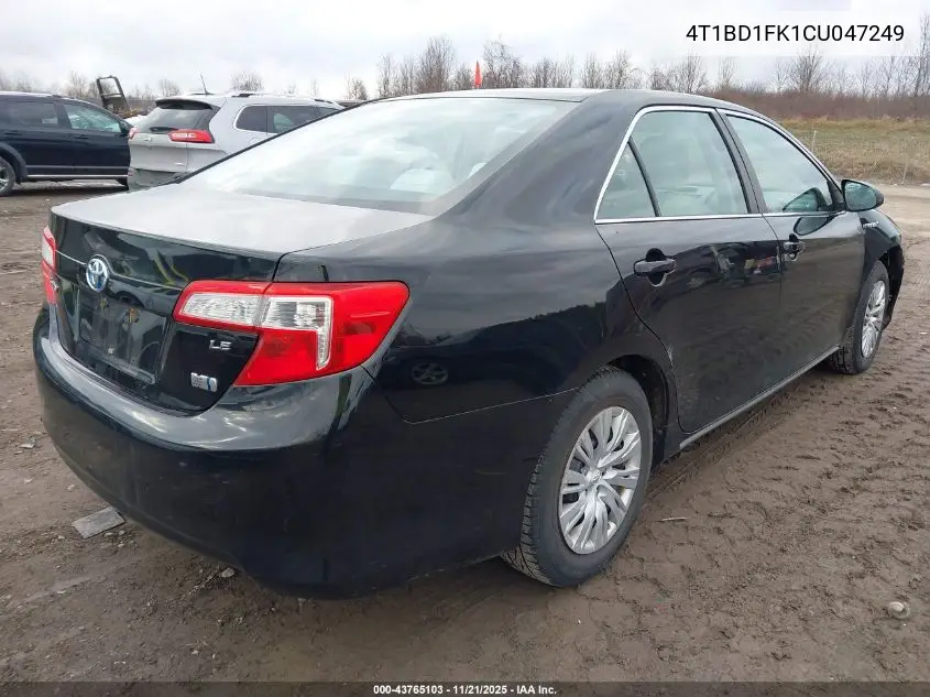 4T1BD1FK1CU047249 2012 Toyota Camry Hybrid Le