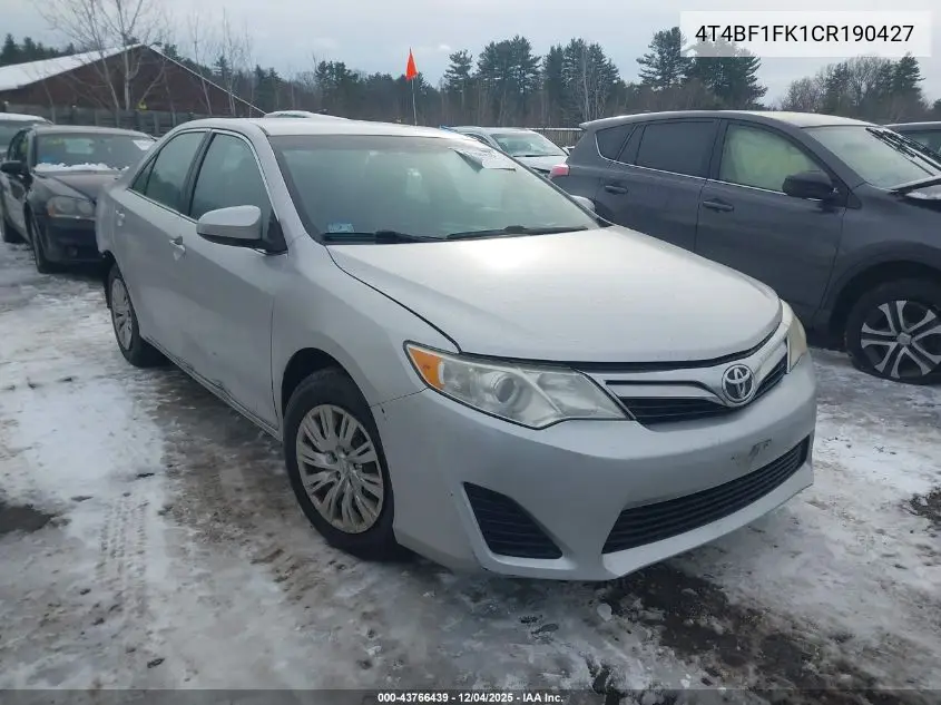 4T4BF1FK1CR190427 2012 Toyota Camry Le