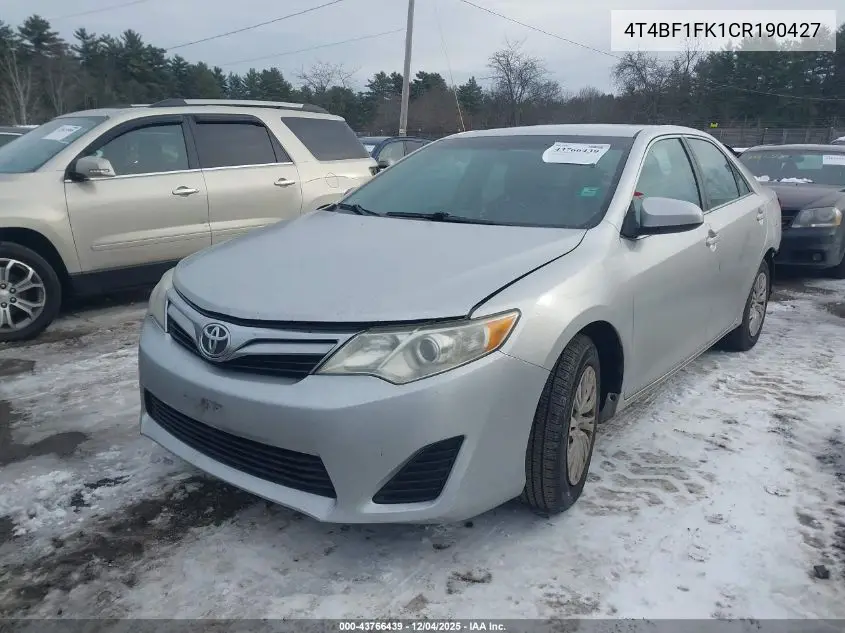 4T4BF1FK1CR190427 2012 Toyota Camry Le
