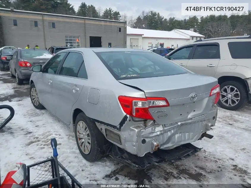4T4BF1FK1CR190427 2012 Toyota Camry Le